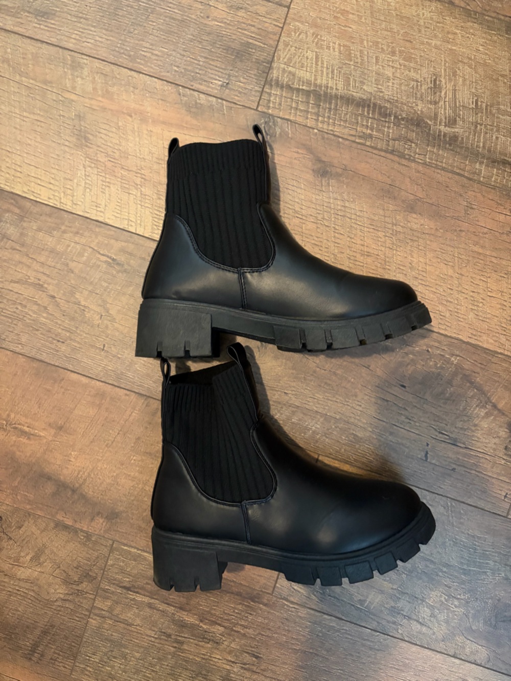 Wanted Black Chunky Chelsea Ankle Boots